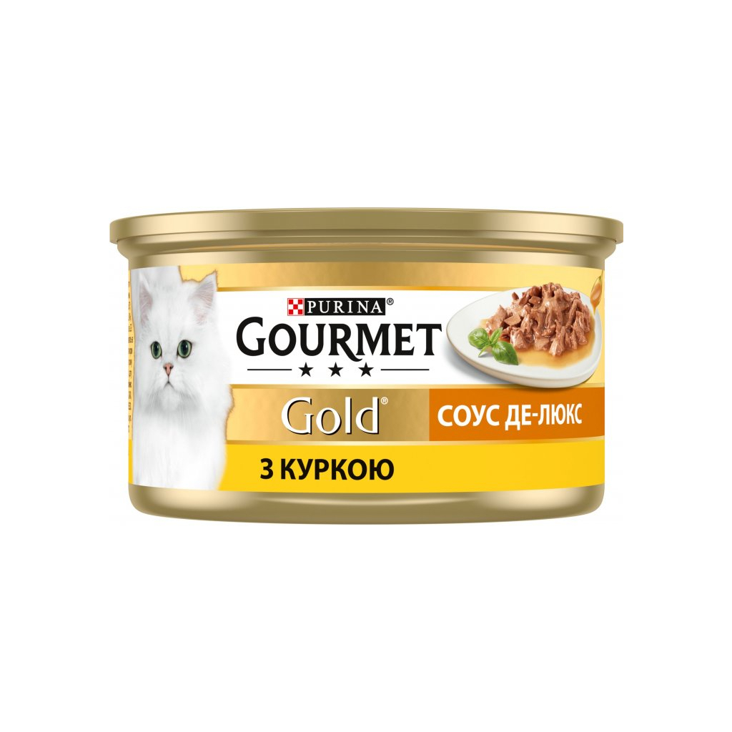 Вологий корм для кішок Purina Gourmet Gold. Соус Де-Люкс з куркою 85 г (7613036705103)