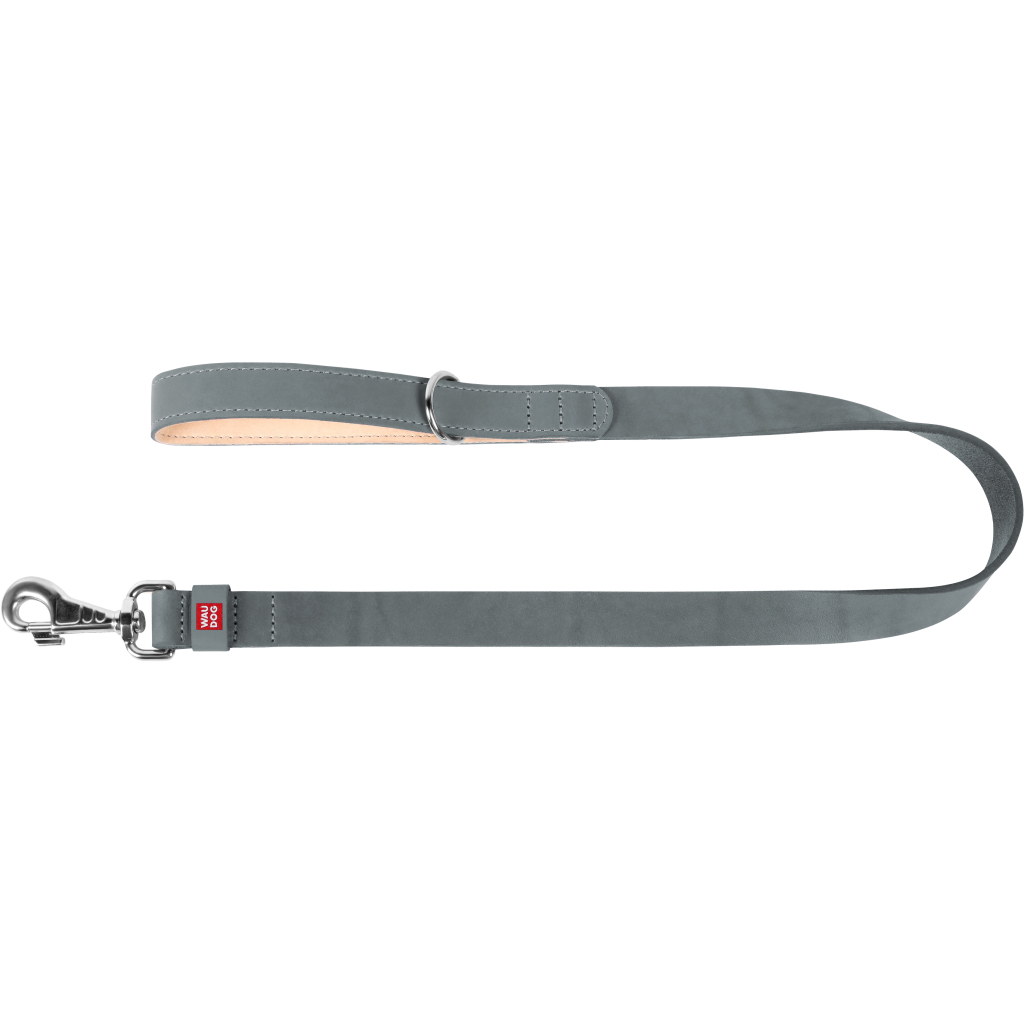 Повідець для собак WAUDOG Classic шкіряний Ш 14 мм Д 122 см сірий (081311)