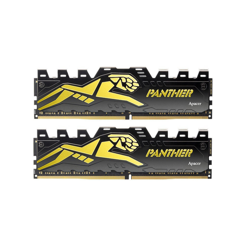 Модуль пам'яті для комп'ютера DDR4 16GB (2x8GB) 3200 MHz Panther Black/Gold Apacer (AH4U16G32C28Y7GAA-2)