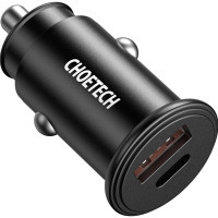 Зарядний пристрій Choetech Car USB-A/USB-C 30W QC3.0/PD (TC0006-V2-BK)