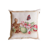 Pillowcase Provence tapestry decorative Bunny with Easter eggs and flowers Freckle 45x45 cm (034266)