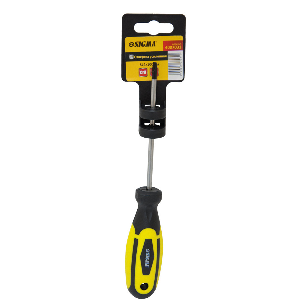 Викрутка Sigma посилена шліцьова SL4x100мм CrV (4007031) Викрутка Sigma посилена шліцьова SL4x100мм CrV (4007031)