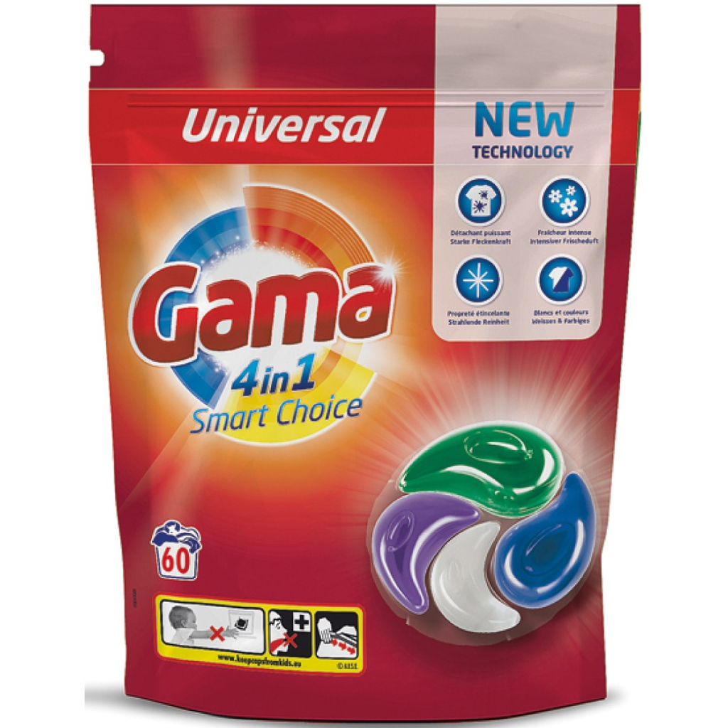 Капсули для прання Gama 4 in 1 Universal 60 шт. (8435495836728)