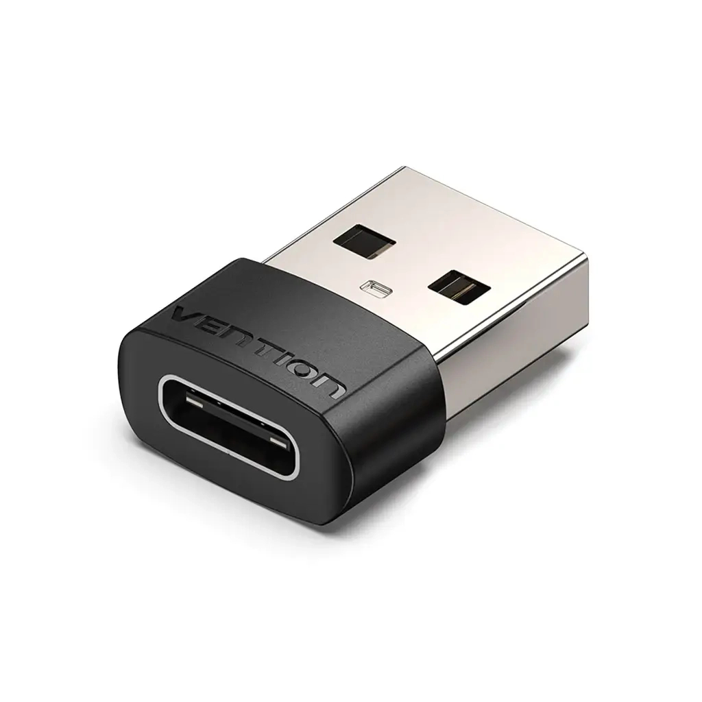 Перехідник USB 2.0 AМ to USB Type-C (F) Black PVC Vention (CDWB0)