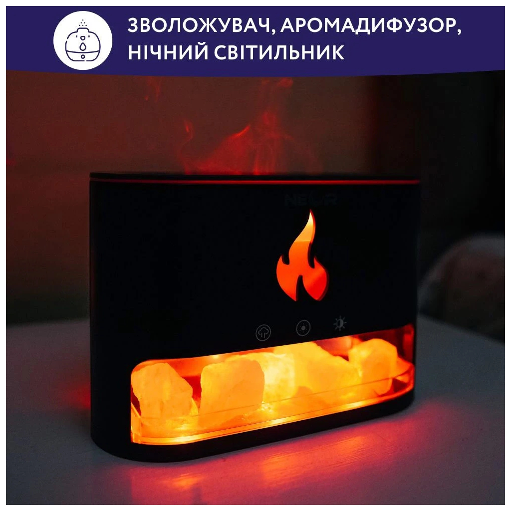 Зволожувач повітря Neor FLAME AROMA 25ML10 BK