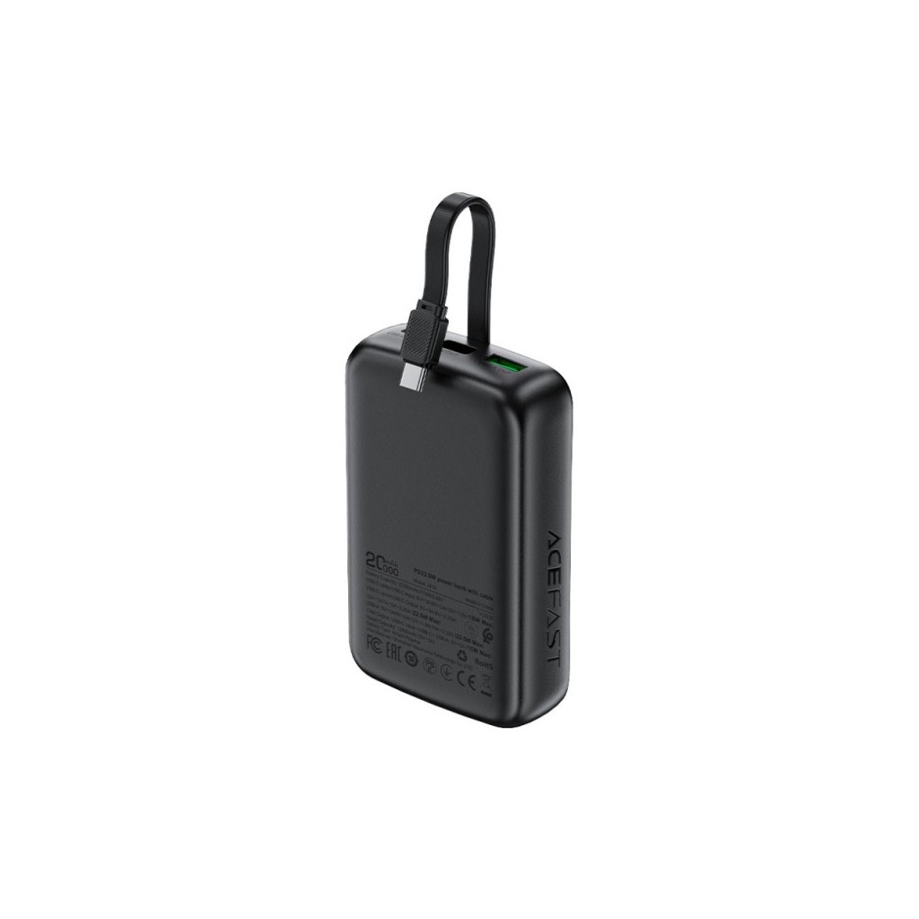 Повербанк Acefast 20000mAh 22,5W PD, QC/3.0 USB-A+USB-C In/Out,build-in cable M14 Black (6974316283966) Повербанк Acefast 20000mAh 22,5W PD, QC/3.0 USB-A+USB-C In/Out,build-in cable M14 Black (6974316283966)