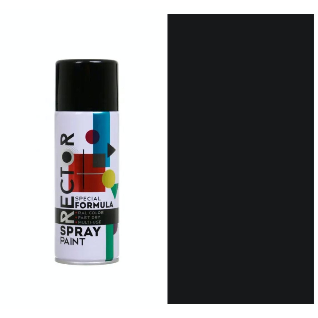 Аерозольна фарба для автомобіля RECTOR універсальна 9005 чорний МАТ 400мл (000015322) Аерозольна фарба для автомобіля RECTOR універсальна 9005 чорний МАТ 400мл (000015322)