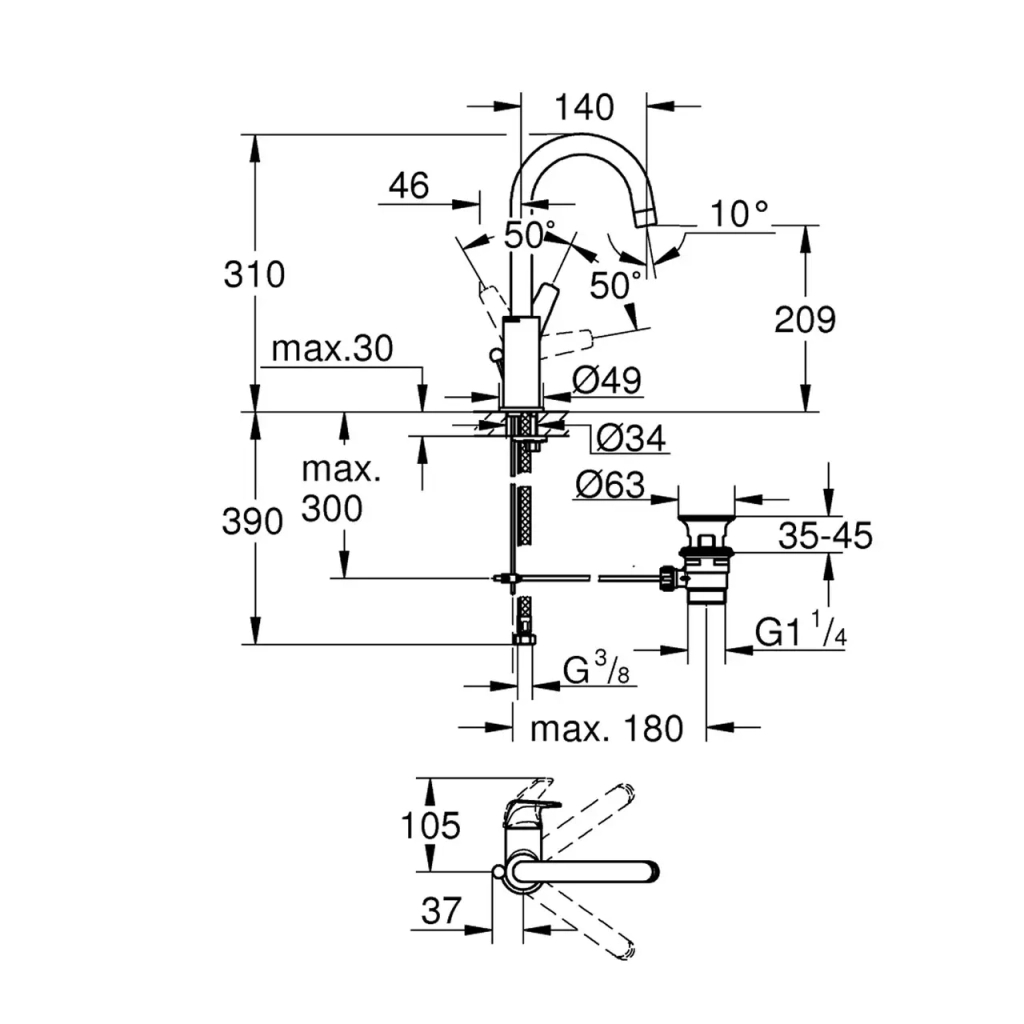Змішувач Grohe Start Flow L-Size (23811000) Змішувач Grohe Start Flow L-Size (23811000)