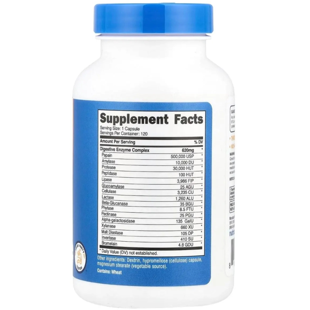 Вітамінно-мінеральний комплекс Nutricost Травні ферменти, 620 мг, Digestive Enzymes, 120 капсул (NCS57075)