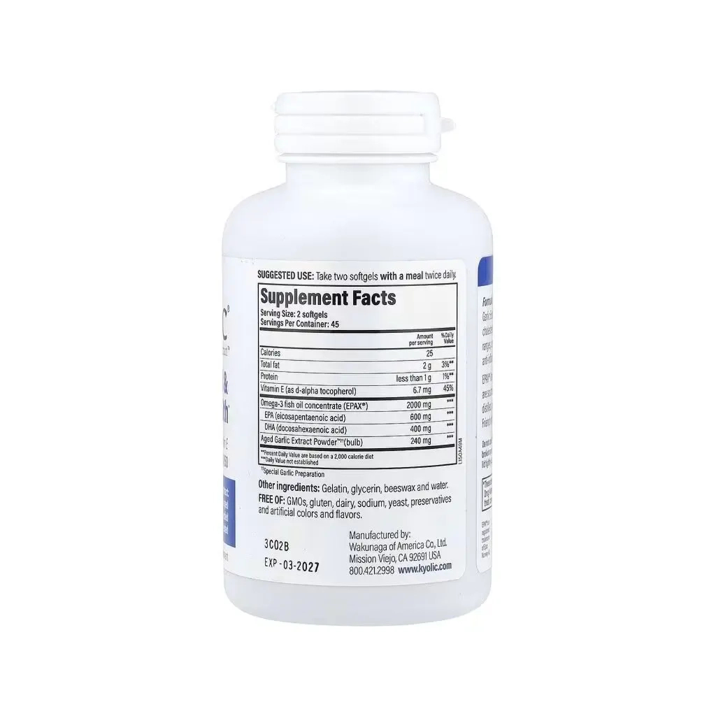 Вітамінно-мінеральний комплекс Kyolic Екстракт часнику з Омега-3, Aged Garlic Extract, Cholesterol&Circulation Health (WAK-15049)
