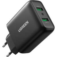 Зарядний пристрій Ugreen CD161 36W 2xUSB QC 3.0 Charger (Black) (10216)