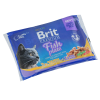 Вологий корм для кішок Brit Premium Cat рибна тарілка 4 шт по 100 г (8595602506248)