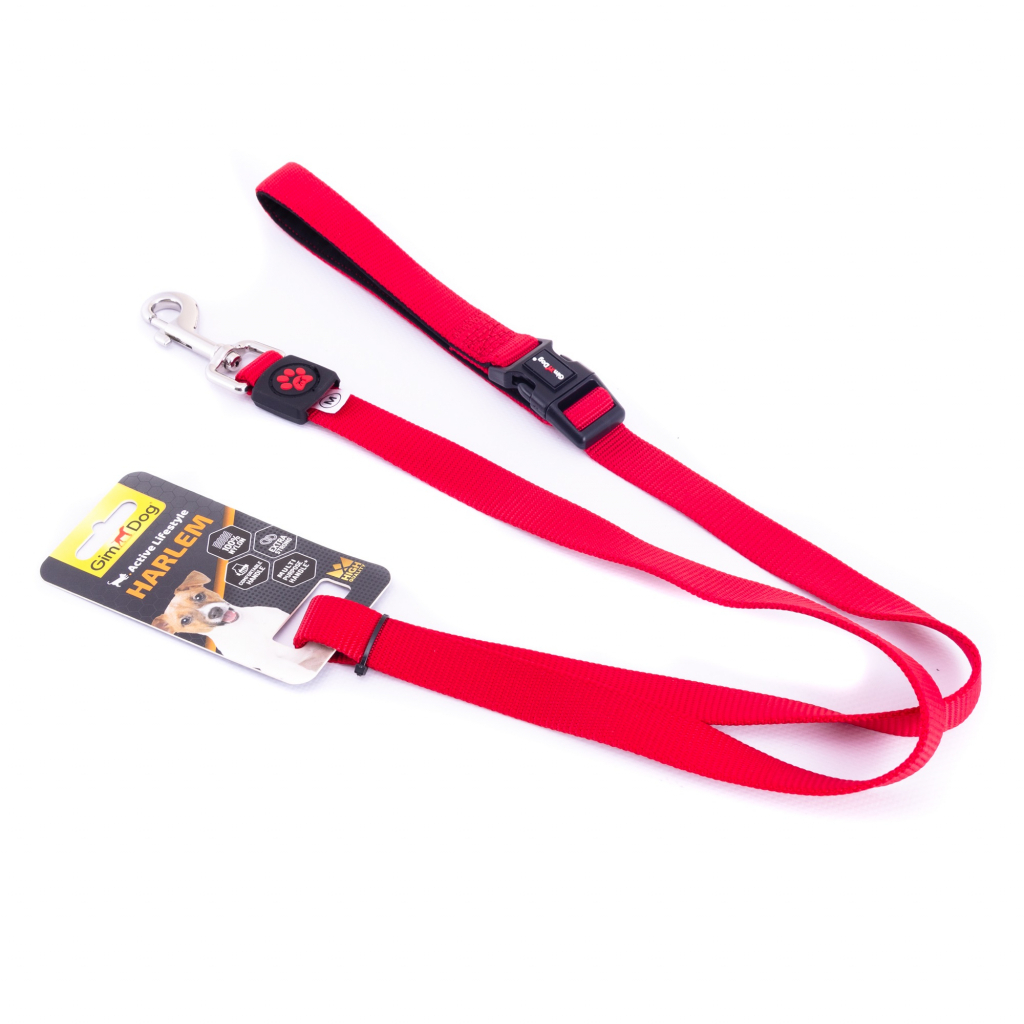 Повідець для собак GimDog HARLEM неопрен 2.5х120 см (червоний) (8009632058924) Повідець для собак GimDog HARLEM неопрен 2.5х120 см (червоний) (8009632058924)