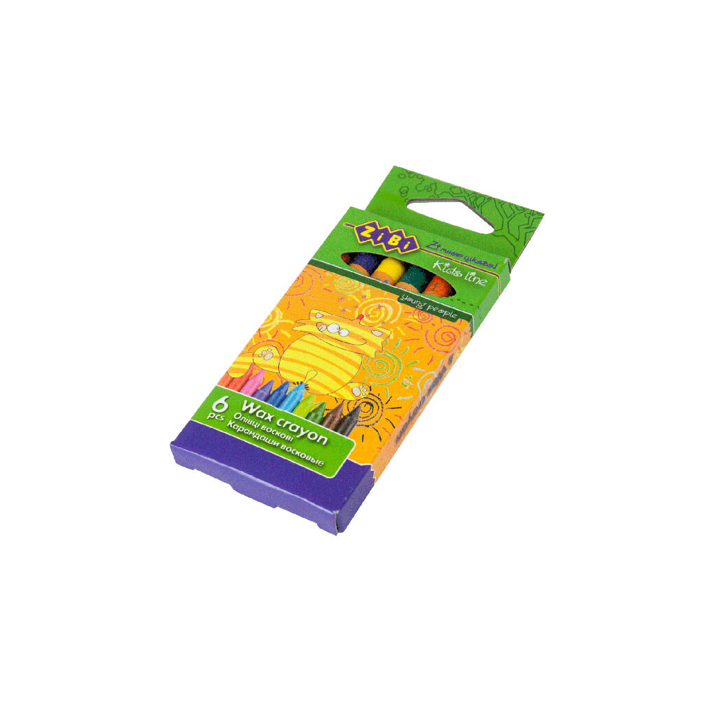 Олівці кольорові ZiBi Kids line воскові, 6 кольорів (ZB.2480)