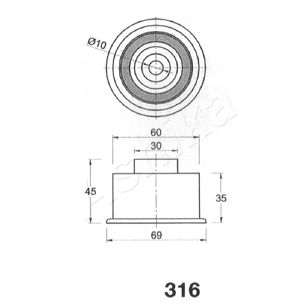 Ролик натягувача ременя ASHIKA 45-03-316 Ролик натягувача ременя ASHIKA 45-03-316