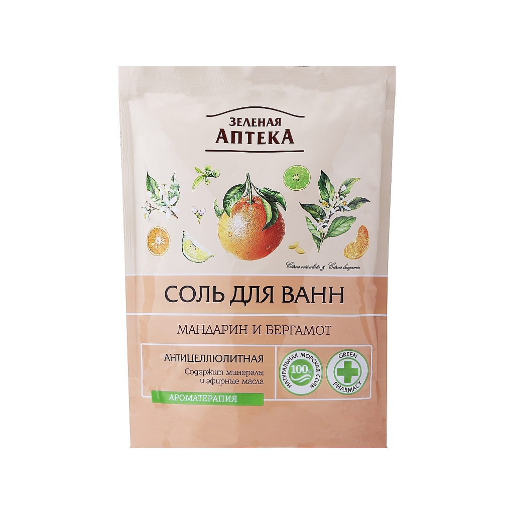 Сіль для ванн Green Pharmacy Антицелюлітна Мандарин та бергамот 500 г (4823015936296)