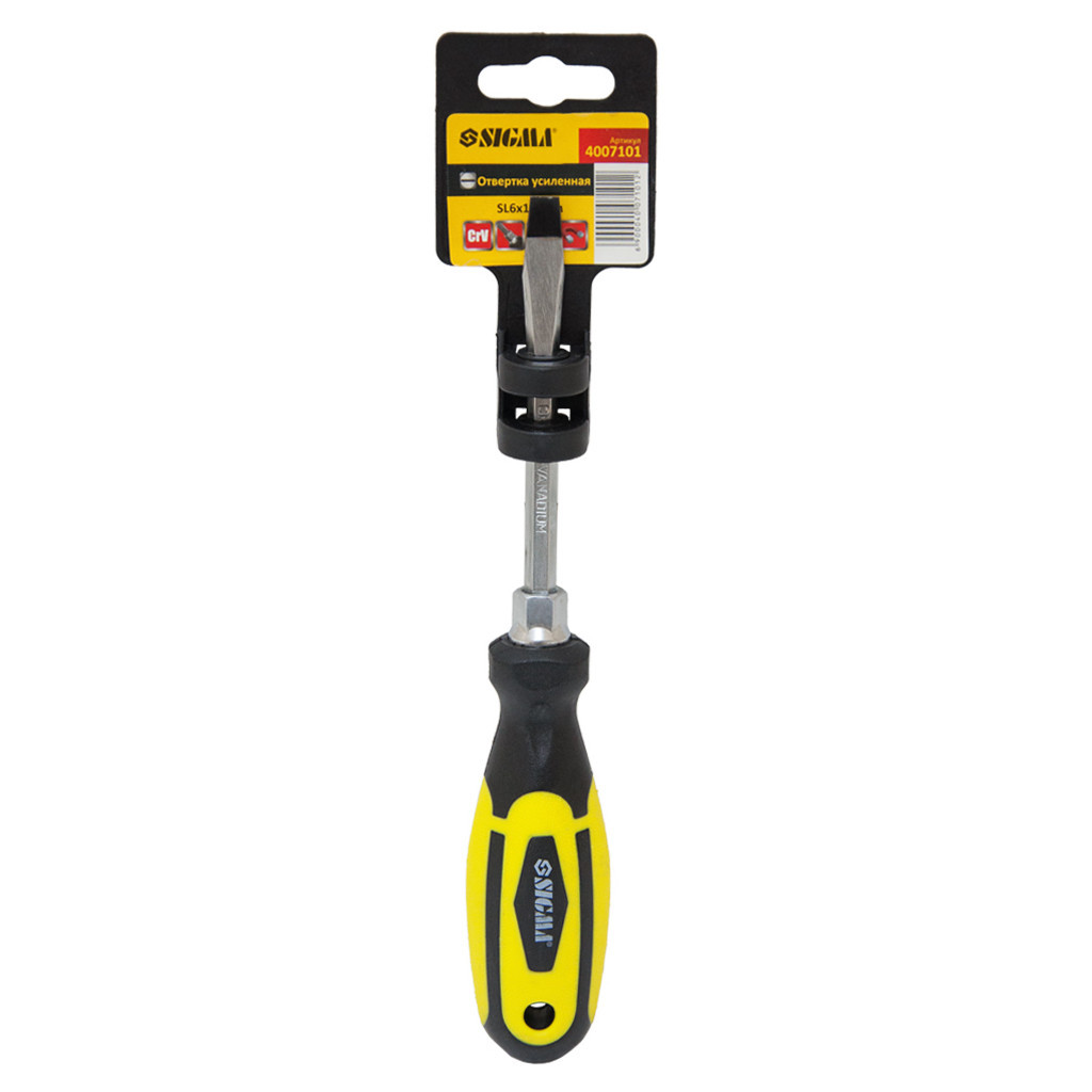 Викрутка Sigma посилена шліцьова SL6x100мм під ключ CrV (4007101) Викрутка Sigma посилена шліцьова SL6x100мм під ключ CrV (4007101)