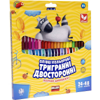 Colored pencils Schoolboy Trihedral Double-sided With sharpener 24 pcs. 48 colors (312116004-UA)