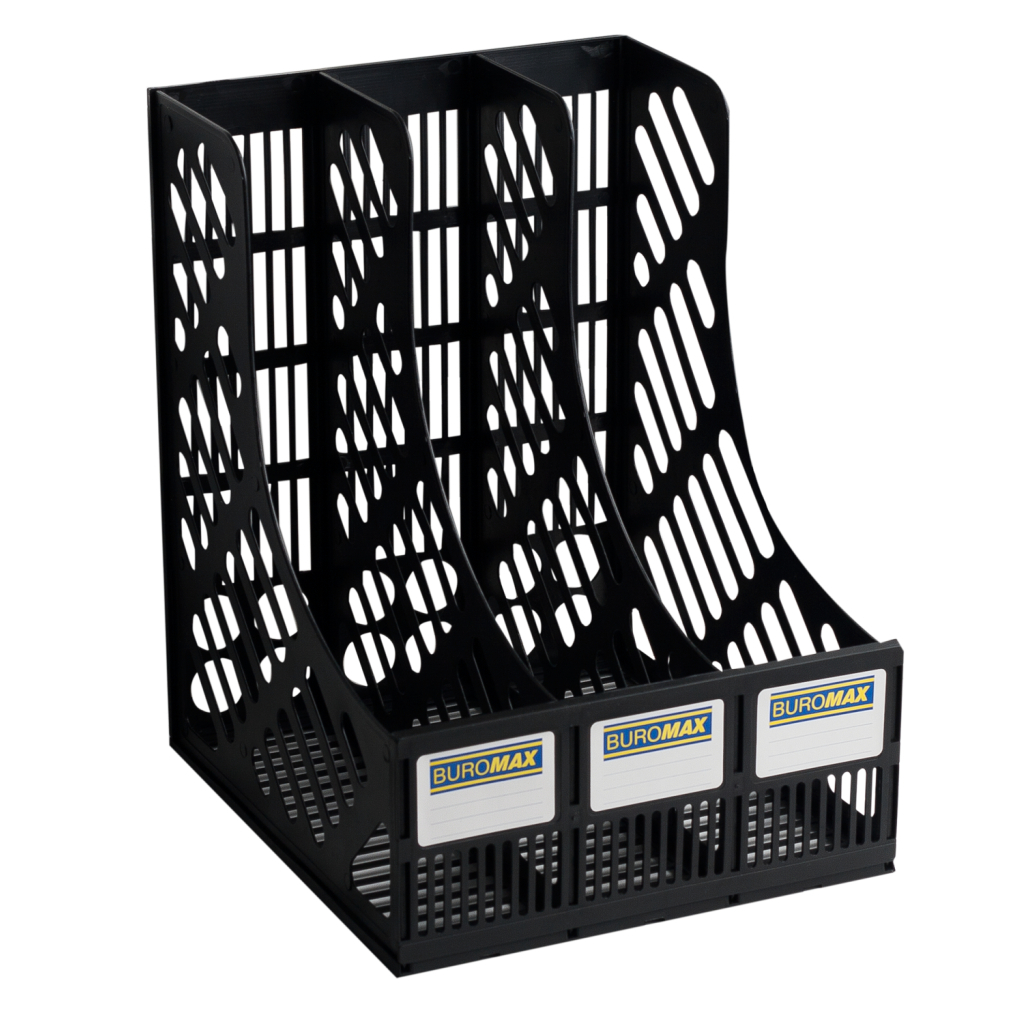Лоток для паперів Buromax вертикальний 3 в 1 чорний (BM.6100) Лоток для паперів Buromax вертикальний 3 в 1 чорний (BM.6100)