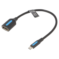 Перехідник USB 2.0 Micro BM to USB AF (OTG) 0.15m Black PVC Vention (CCUBB)