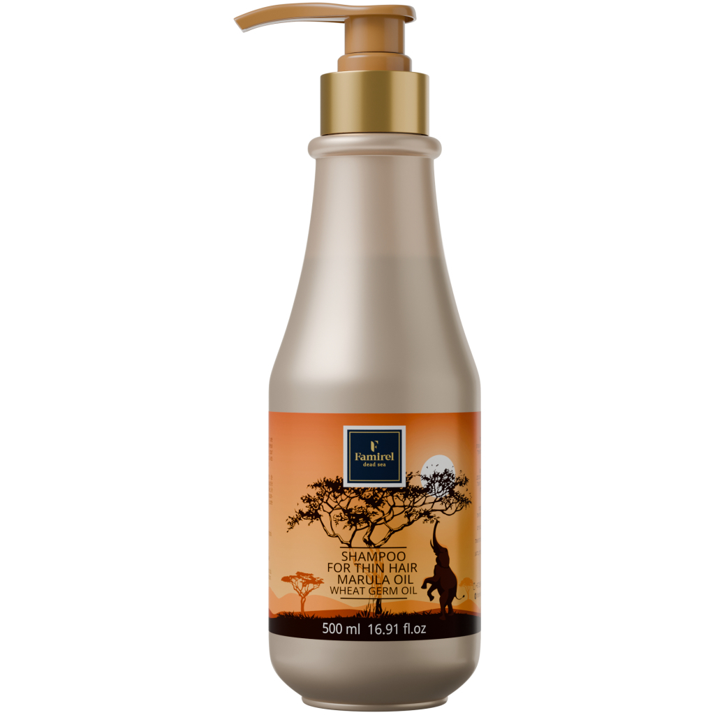 Шампунь Famirel Для тонкого волосся З олією марули та олією зародків пшениці 500 мл (7290114085854)
