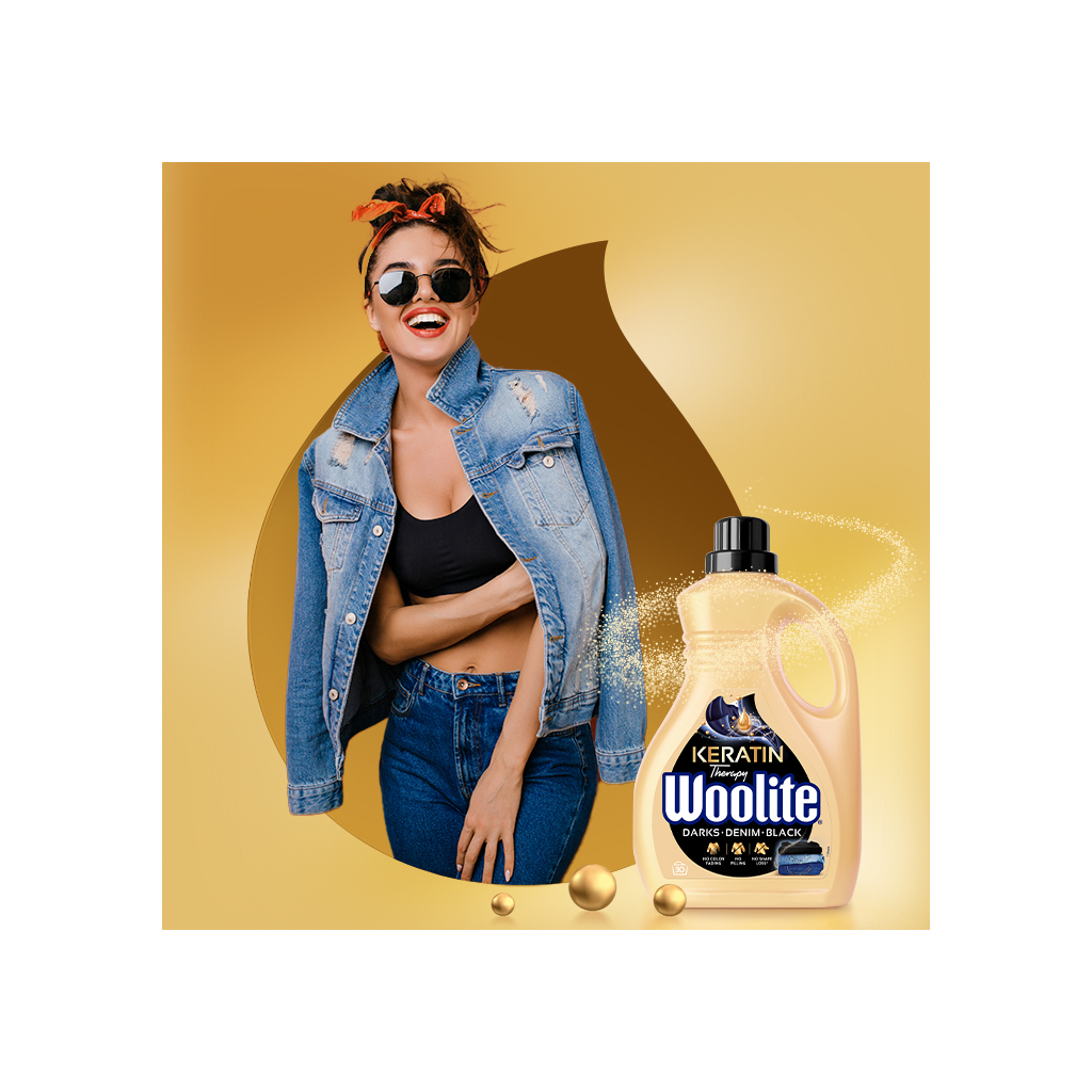 Гель для прання Woolite Для чорних, темних та джинсових тканин З кератином 1.8 л (5900627090451)