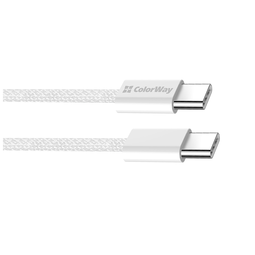Дата кабель USB-C to USB-C 2.0m (braided cotton) (PD Fast Charging 60W) 3.0А grey ColorWay (CW-CBPDCC068-GR)