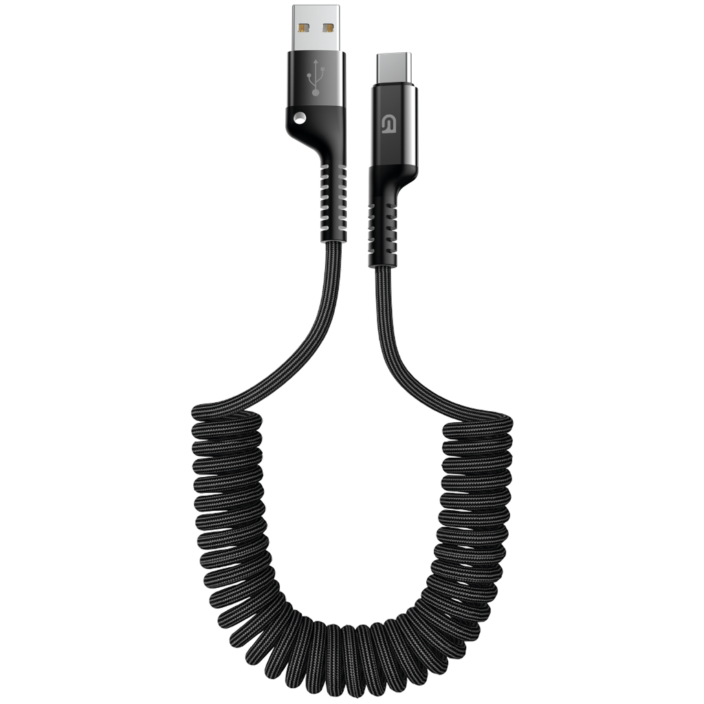 Дата кабель USB 2.0 AM to USB-C 1.0m Spiral 2.4A black Armorstandart (ARM75390)