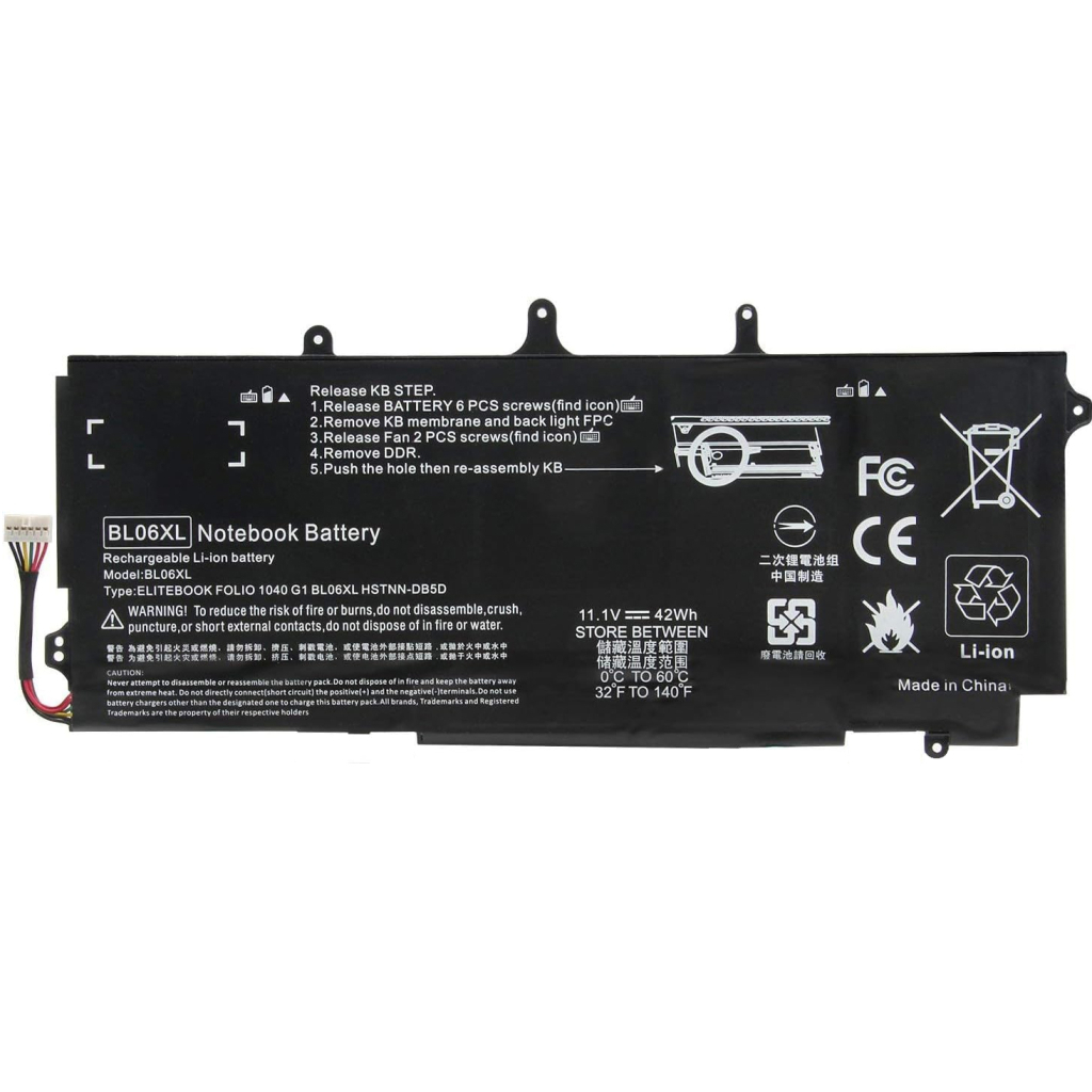 Акумулятор до ноутбука HP EliteBook Folio 1040 G2 BL06XL, 46Wh (4000mAh), 6cell, 11.55V, Li-Pol AlSoft (A71086)