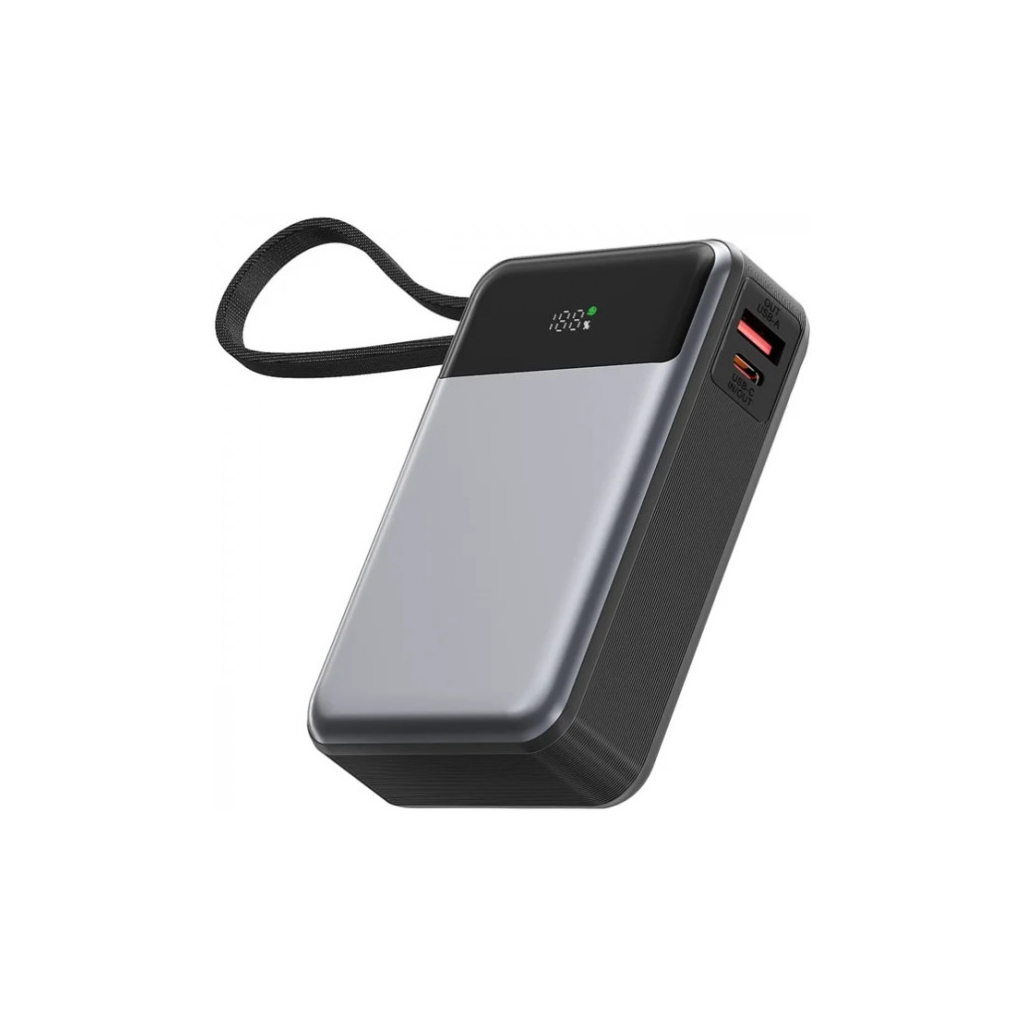 Повербанк Acefast 20000mAh 65W PD, QC/3.0 USB-A+USB-C In/Out,build-in cable M21 Black-Gray (6974316283898) Повербанк Acefast 20000mAh 65W PD, QC/3.0 USB-A+USB-C In/Out,build-in cable M21 Black-Gray (6974316283898)