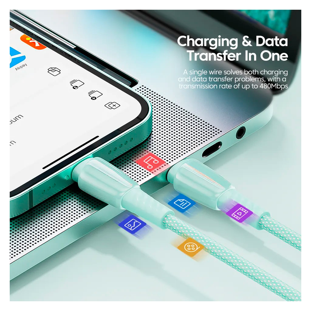 Дата кабель USB 2.0 AM to USB-C 1.0m 100W green Essager (EXCT1-CH06) Дата кабель USB 2.0 AM to USB-C 1.0m 100W green Essager (EXCT1-CH06)