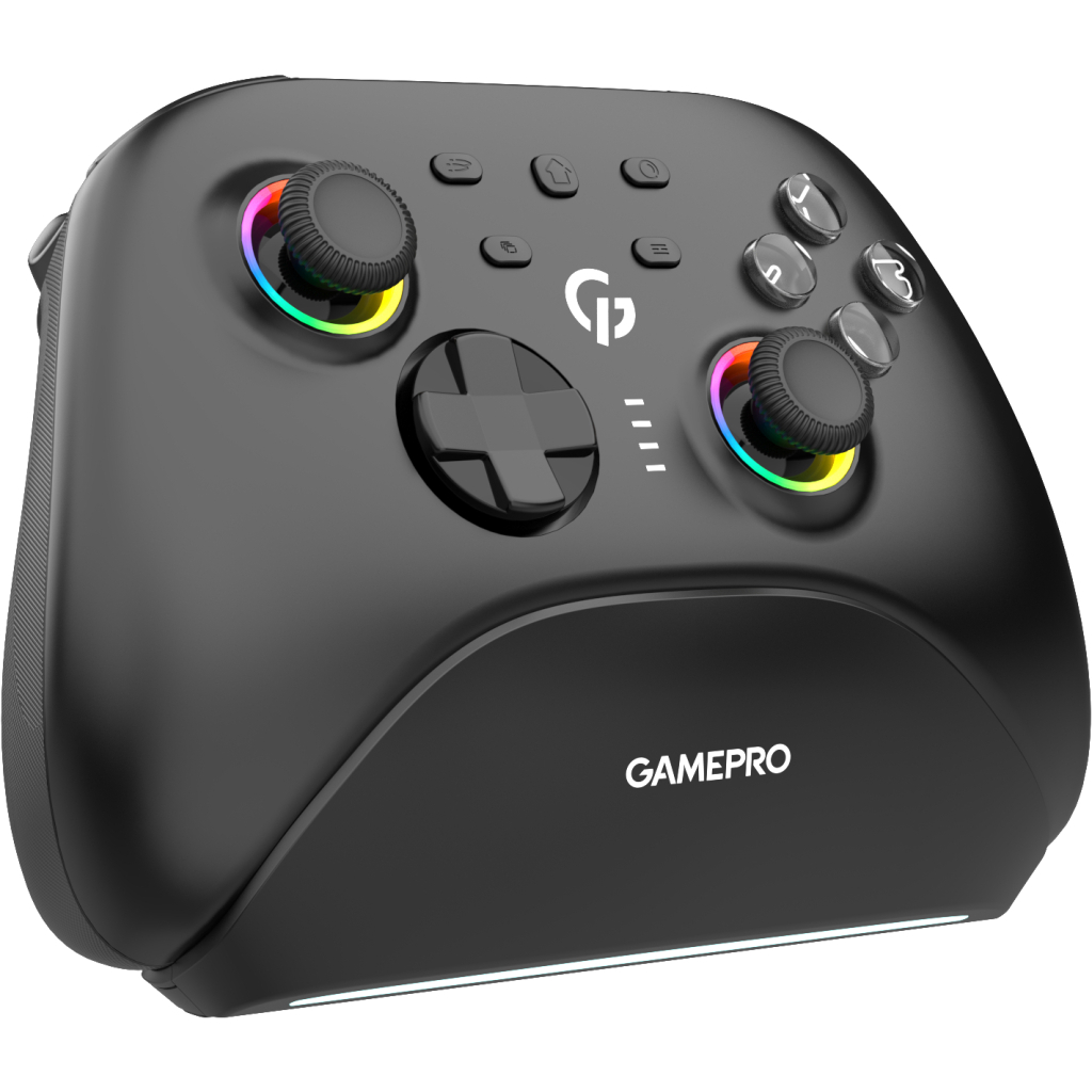 Геймпад GamePro із зарядною станцією BT 5.3/USB/2.4 ГГц (Switch/PC/iOS/Android) RGB Black (GPX13BDOC)