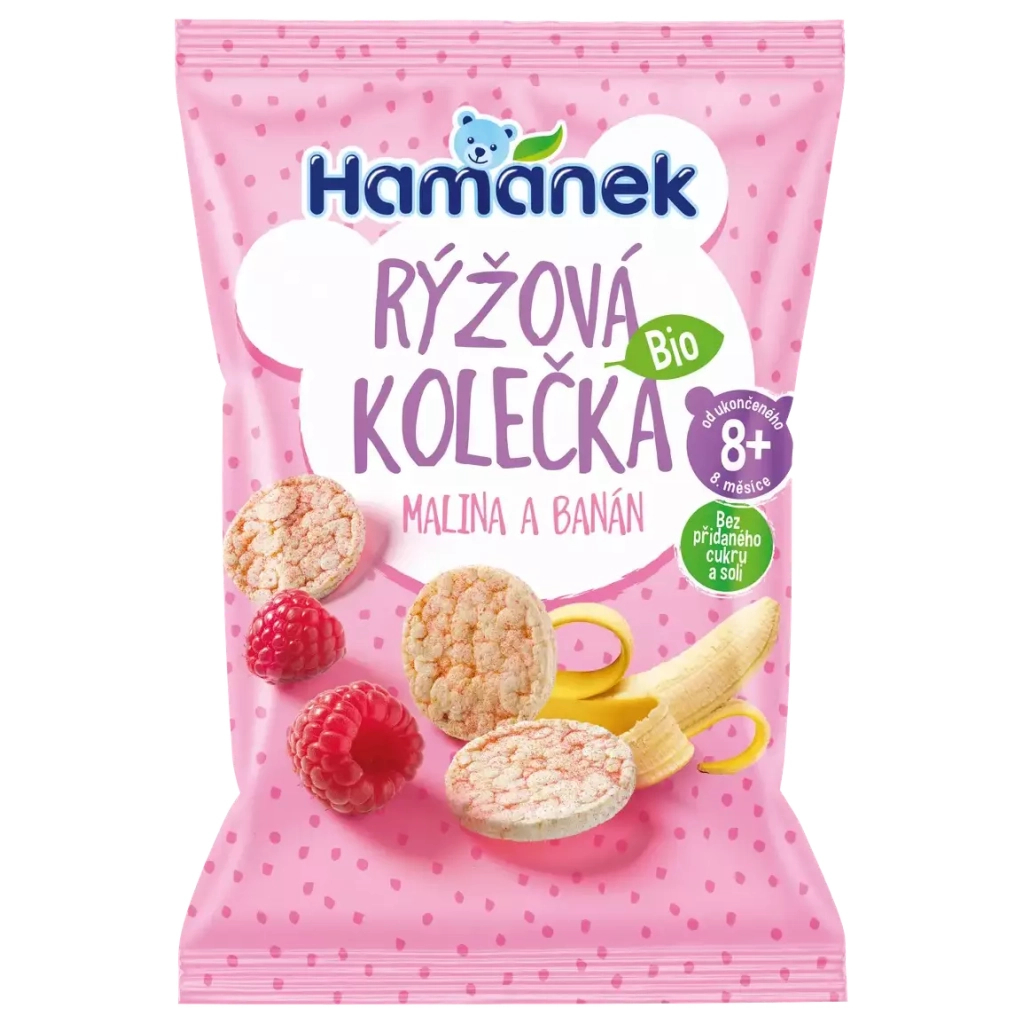 Хлібці дитячі Hamanek Органічні рисові з малиною та бананом 35 г (1215302)