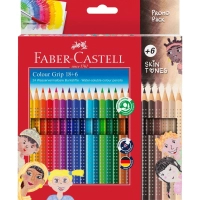 Олівці кольорові Faber-Castell GripSkin tonesакварельних 18 кольорів + 6 шт різних відтінків шкіри (112819) (32522)