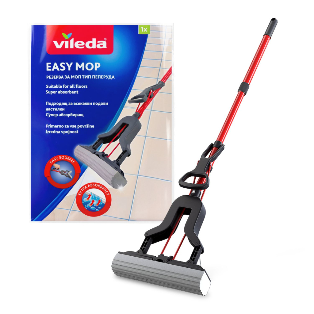 Швабра Vileda Easy Mop Губчаста з віджимом (8690803750701) Швабра Vileda Easy Mop Губчаста з віджимом (8690803750701)