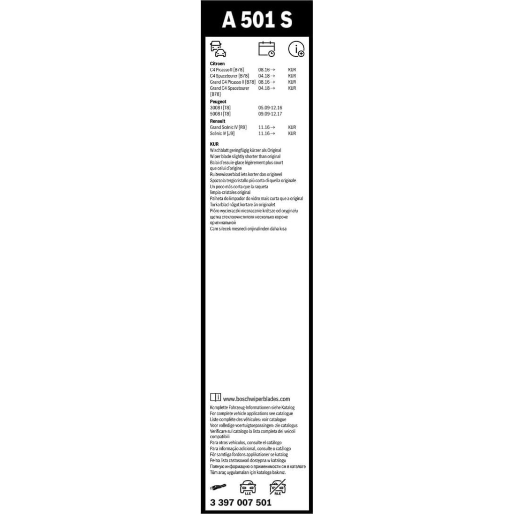 Щітка склоочисника Bosch 3 397 007 501