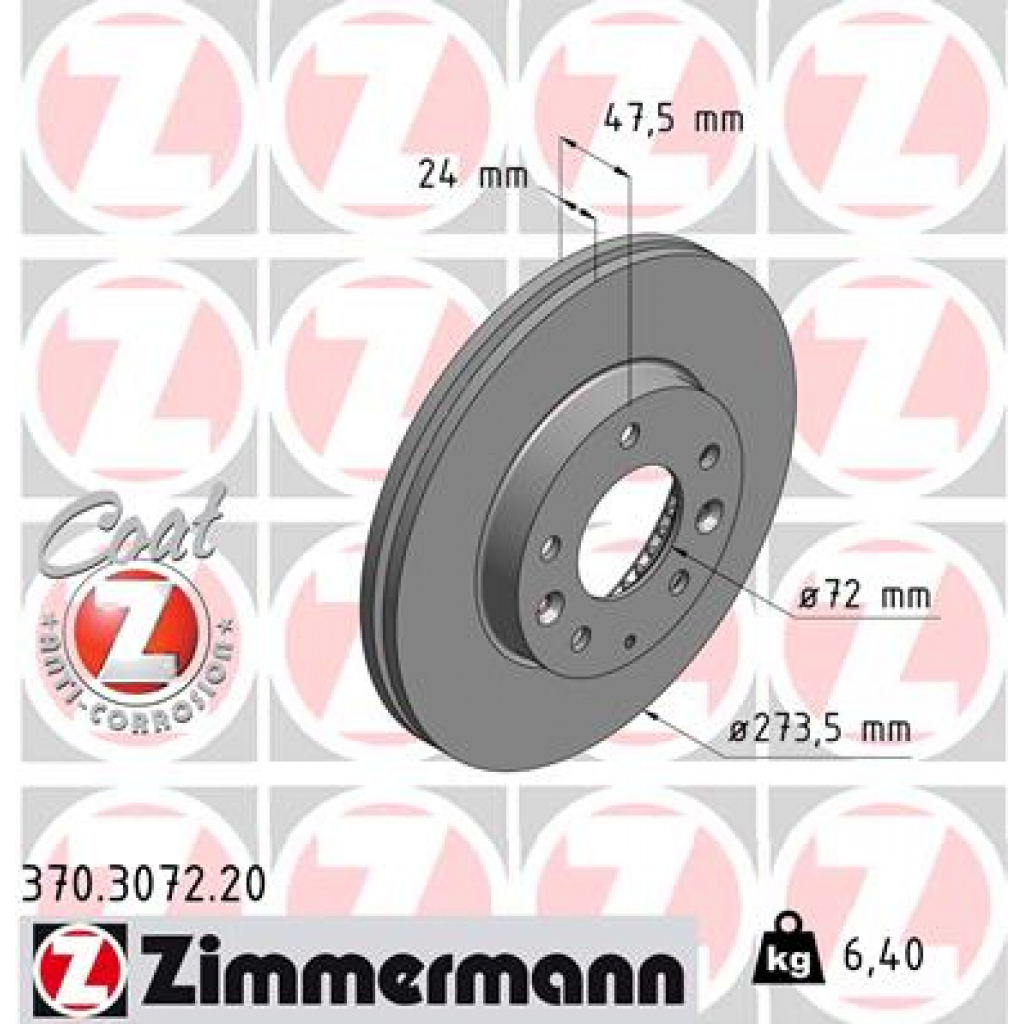 Гальмівний диск ZIMMERMANN 370.3072.20 Гальмівний диск ZIMMERMANN 370.3072.20