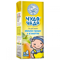 Сік дитячий Чудо-Чадо яблуко-груша з м'якот./цукр. 200 мл (4820016254671)