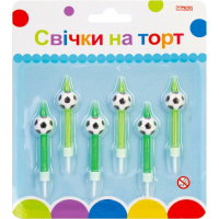 Свічка Maxi М'ячі 6 шт, 6 підставок до свічок (MX620158)
