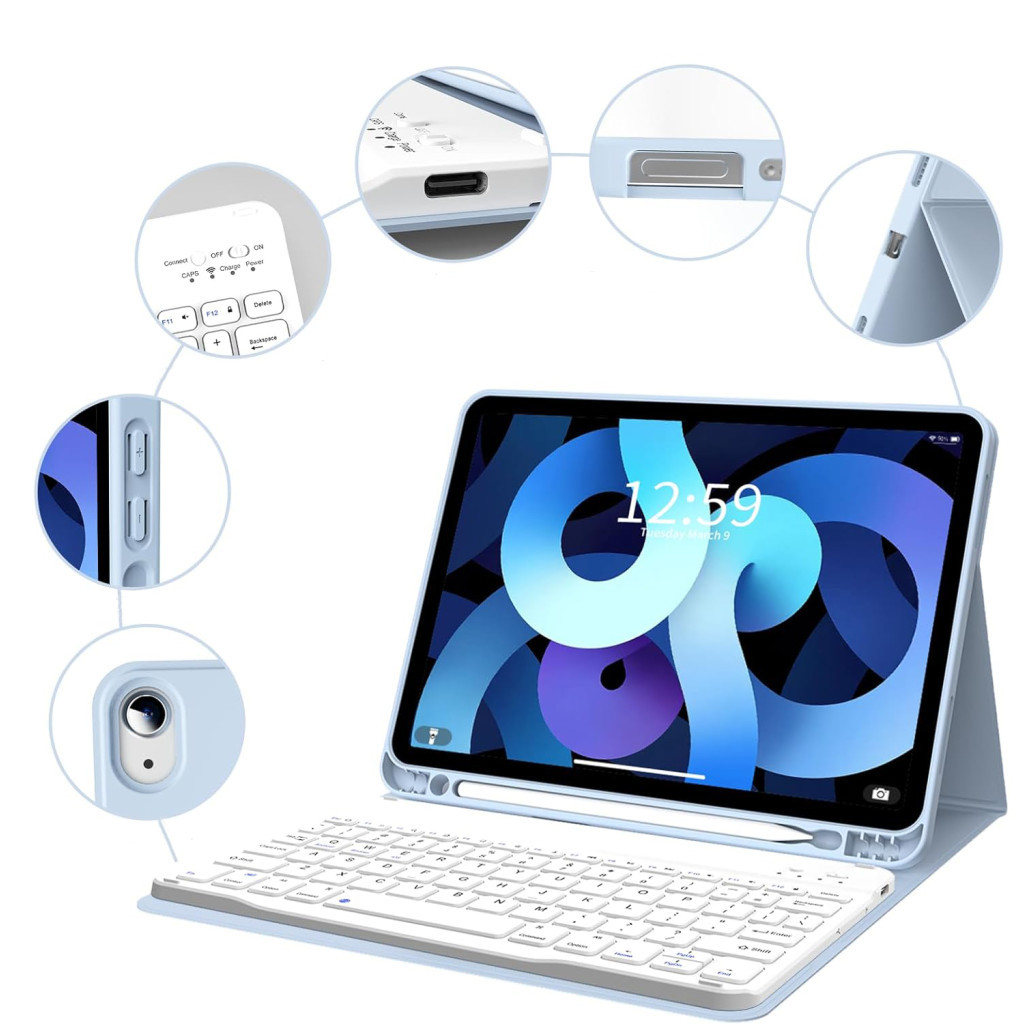 Чохол до планшета BeCover Keyboard Apple iPad Air (4/5) 2020/2022 10.9" Light Blue (711146)