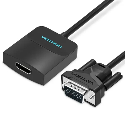 Перехідник VGA 15F to HDMI M 1080P 60Hz 3,5mm Audio 0.15m Vention (ACNBB)
