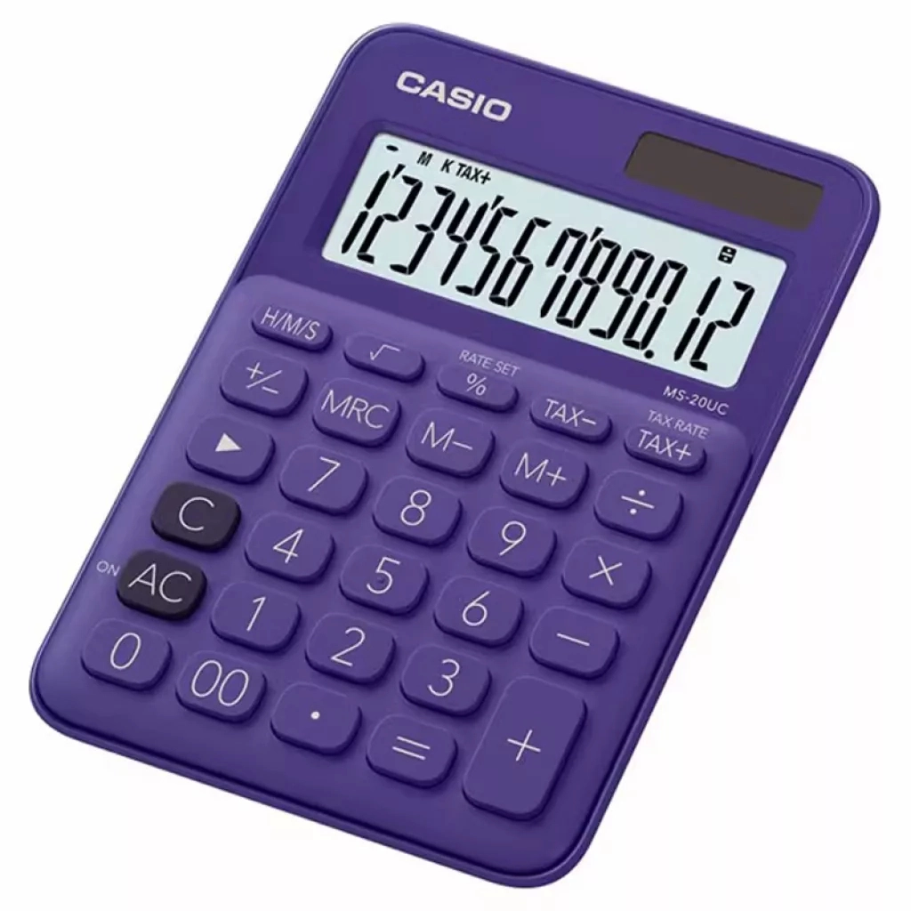 Калькулятор Casio MS-20UC-PL-W-EC, фіолетовий (CALC-CAS-MS-20UC-PL)