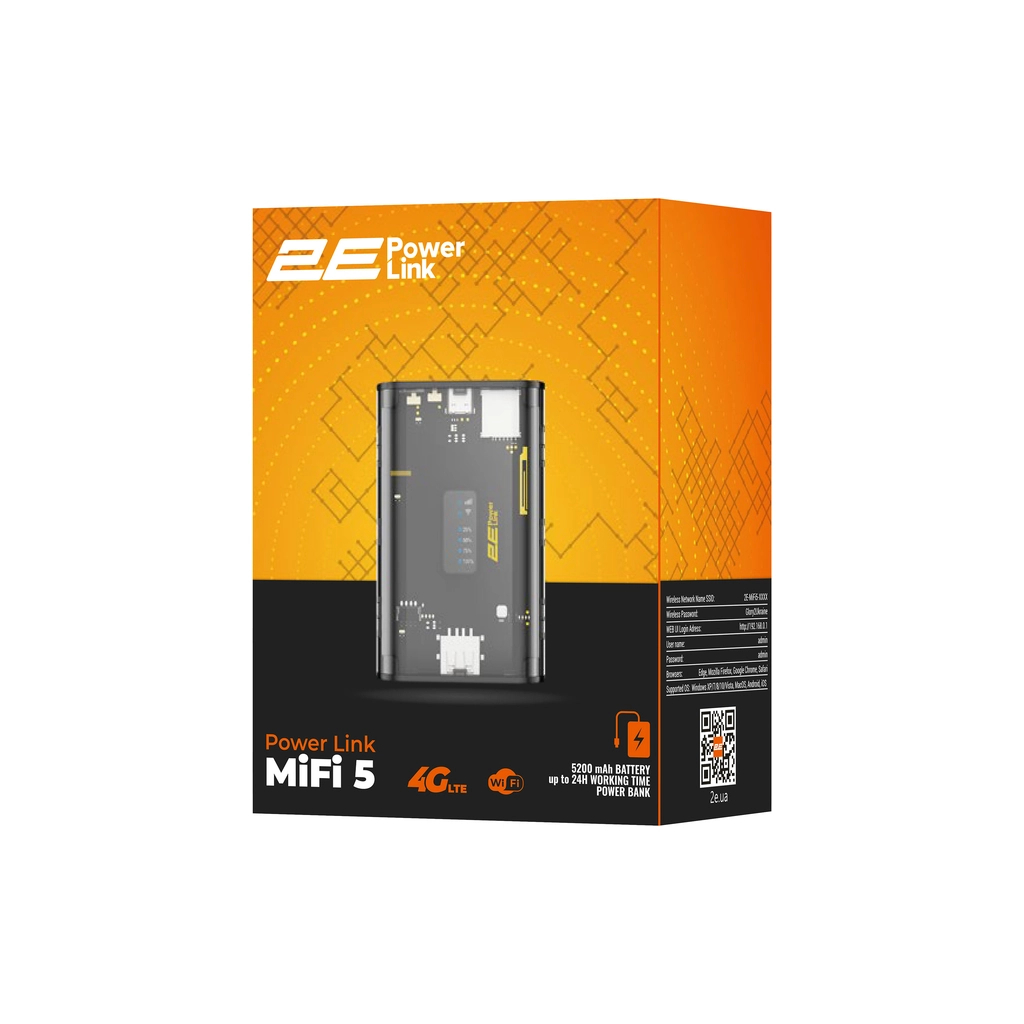 Мобільний Wi-Fi роутер 2E PowerLink MiFi-5 (694743655339)