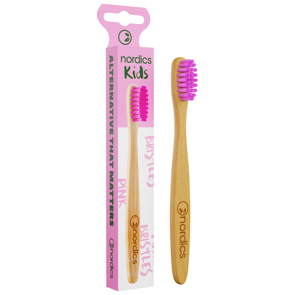 Дитяча зубна щітка Nordics Baby Moso з бамбука , рожев (3800500324050)