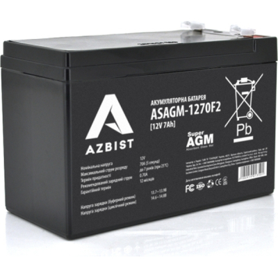 Батарея до ДБЖ AZBIST 12V 7Ah Super AGM (ASAGM-1270F2)