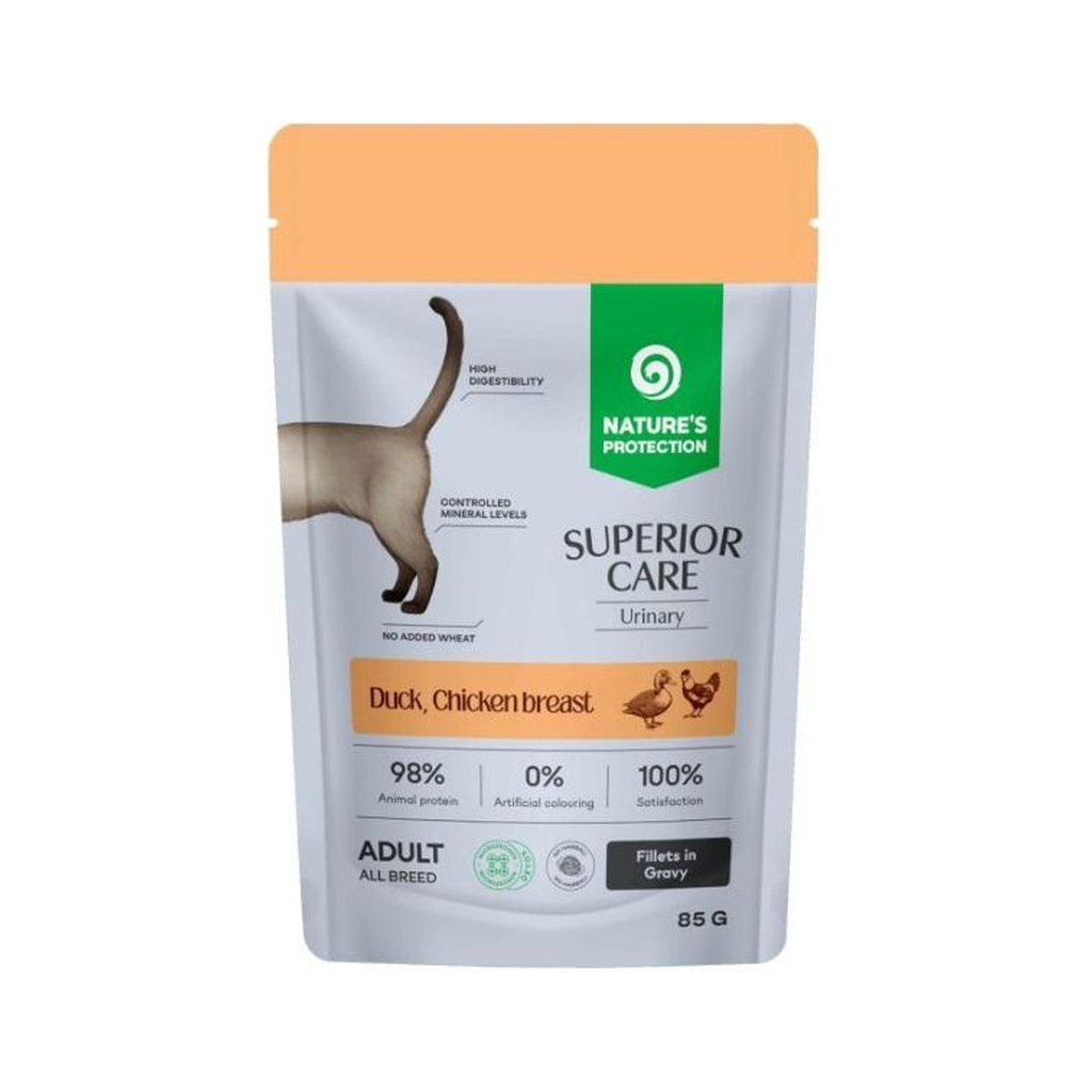 Вологий корм для кішок Nature's Protection Superior Care Urinary Grain Free Adult Cats with Duck, Chicken Breast and Cranberries 85 г (NPSC47909)