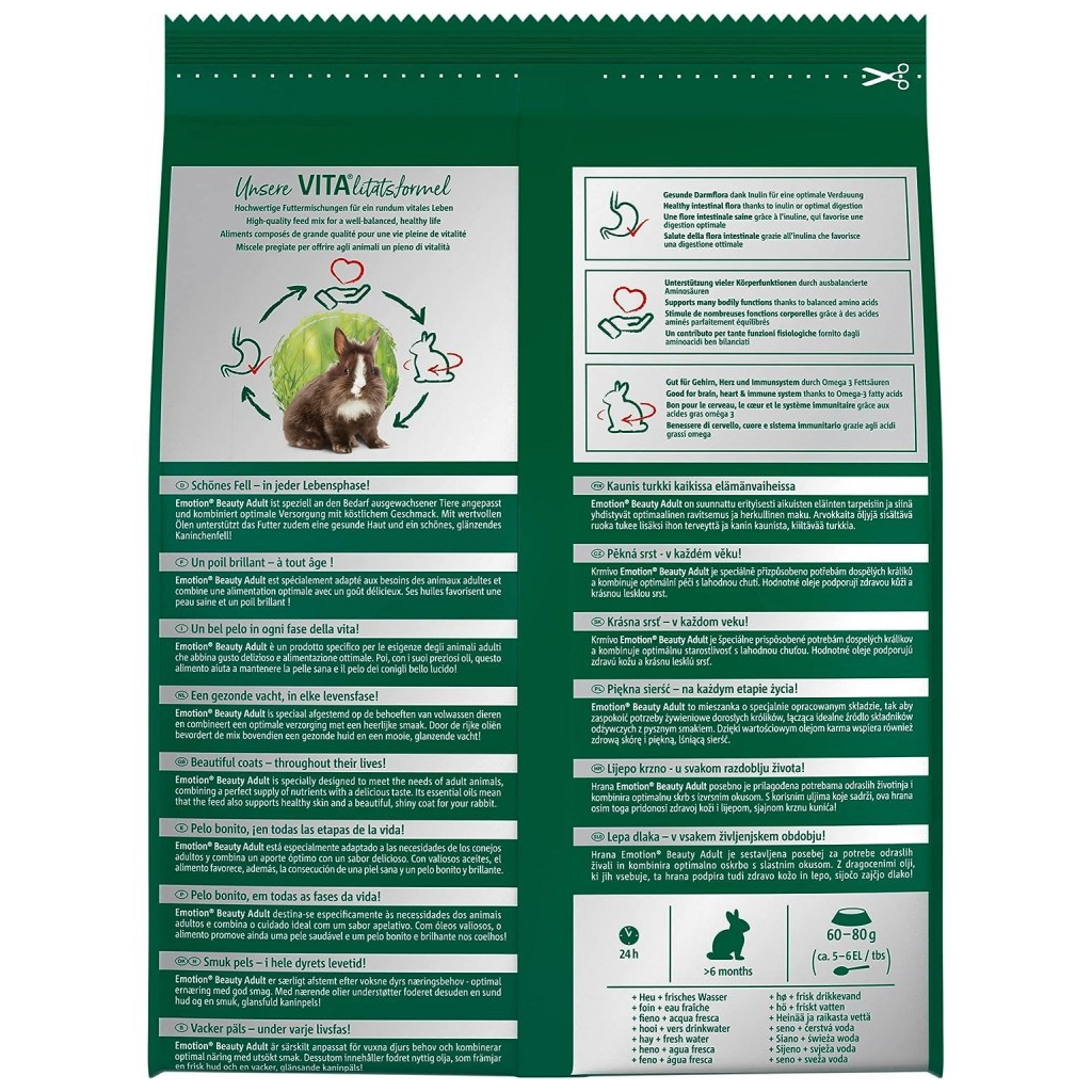 Корм для гризунів Vitakraft для декоративних гризунів Vitakraft Emotion Beauty для кроликів 1.5 кг (4008239337504)