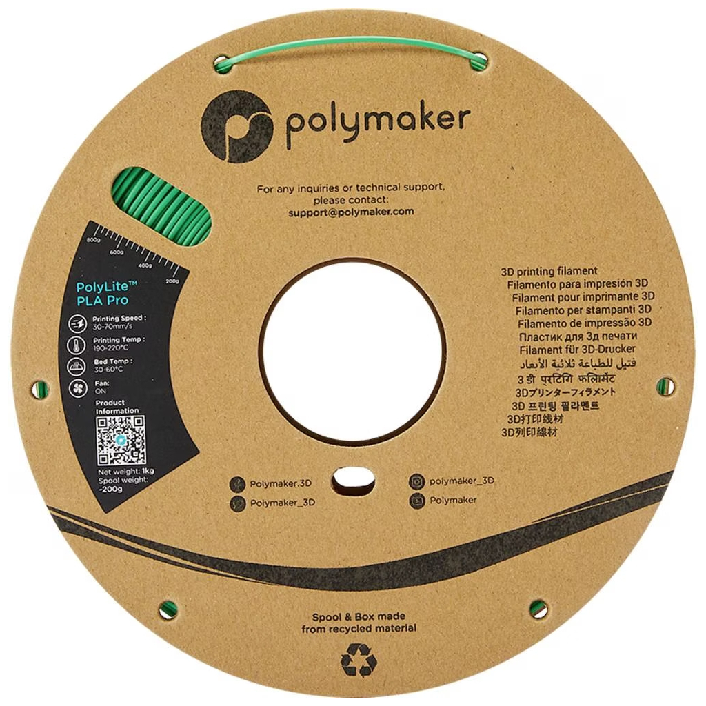 Пластик для 3D-принтера Polymaker PLA POLYLITE PRO 1,75mm 1kg GREEN (PA07008)