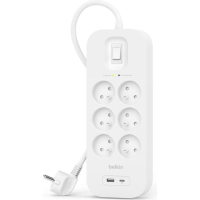 Network power filter Belkin 6xTypeE, 16A, USB-A/USB-C 18W, 2m (SRB002CA2M)