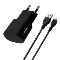 Зарядний пристрій Florence USB, 1.0A + cable microUSB black (FW-1U010B-M)